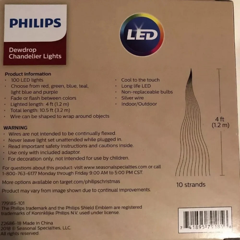 Lot of 2 Philips 100ct DEWDROP CHANDELIER LIGHTS